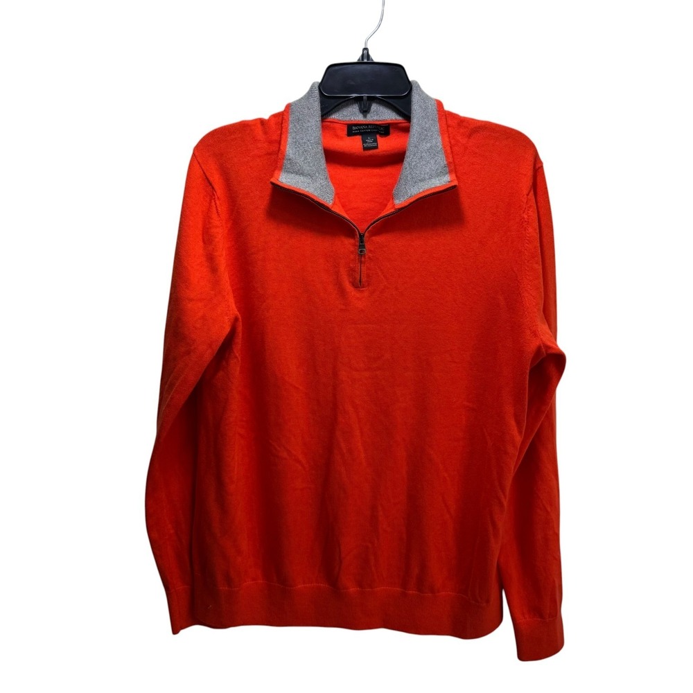 Banana Republic Pima Cotton Cashmere 3/4 Zip Sweater Business Casual Men L Coral